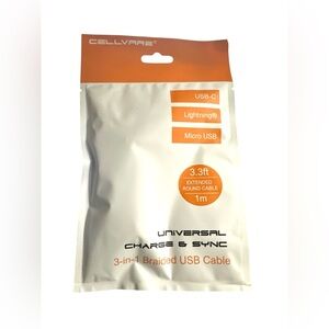 Cellvare Universal 3-in-1 Braided USB Cable